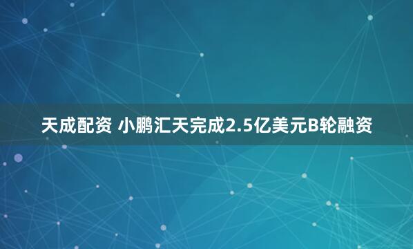 天成配资 小鹏汇天完成2.5亿美元B轮融资